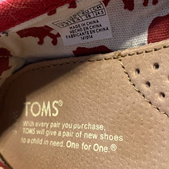 Toms Classic Alpargata Slip On Red Women's Size 7.5 - Picture 3 of 6